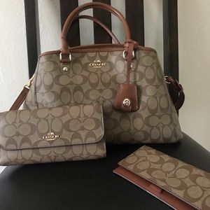 Authentic Coach leather bag, wallet,& card holder